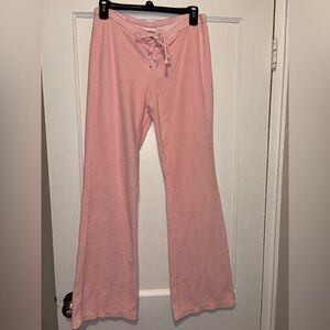 Vintage 90s Y2K Lucky Brand Sweatpants Velour Flare Medium USA Bratz Mid Lace Up